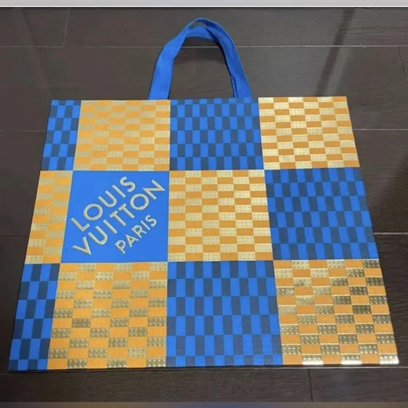 LOUIS VUITTON Authentic Gift Shopping Bag Orange/Blue SIZE 15.6 X 13.25 X 6.25 - Picture 3 of 7